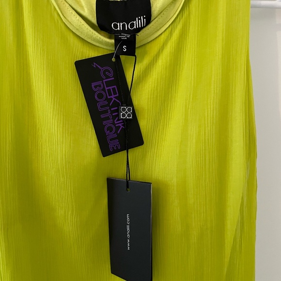 NWT Analili Neon Lime Green chiffon & silk dress Small - Picture 8 of 11